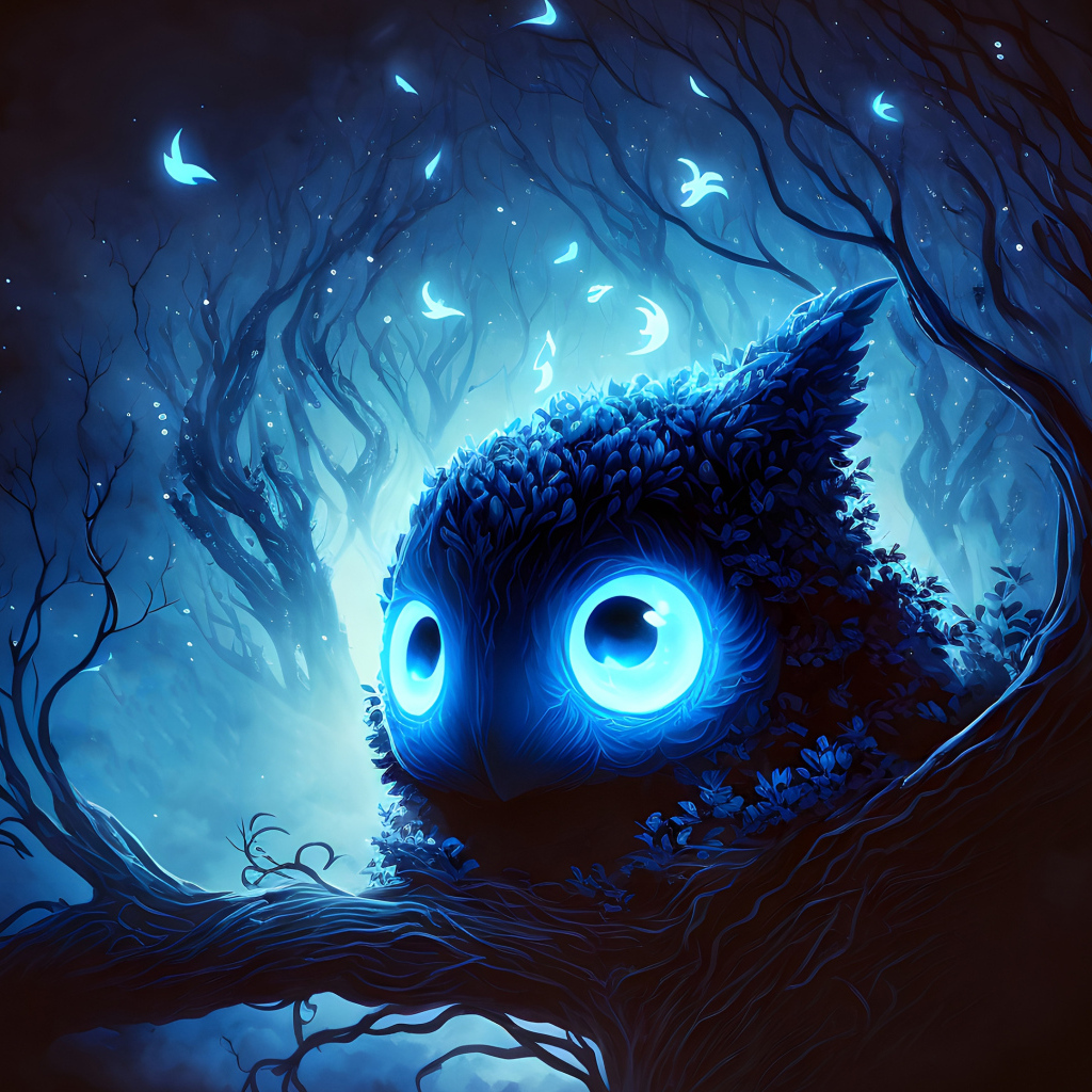 Фантастическое существо в ветках дерева