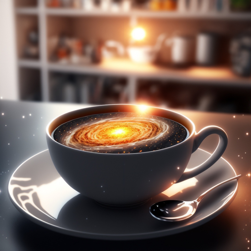 Фантастическая чашка кофе с космосом