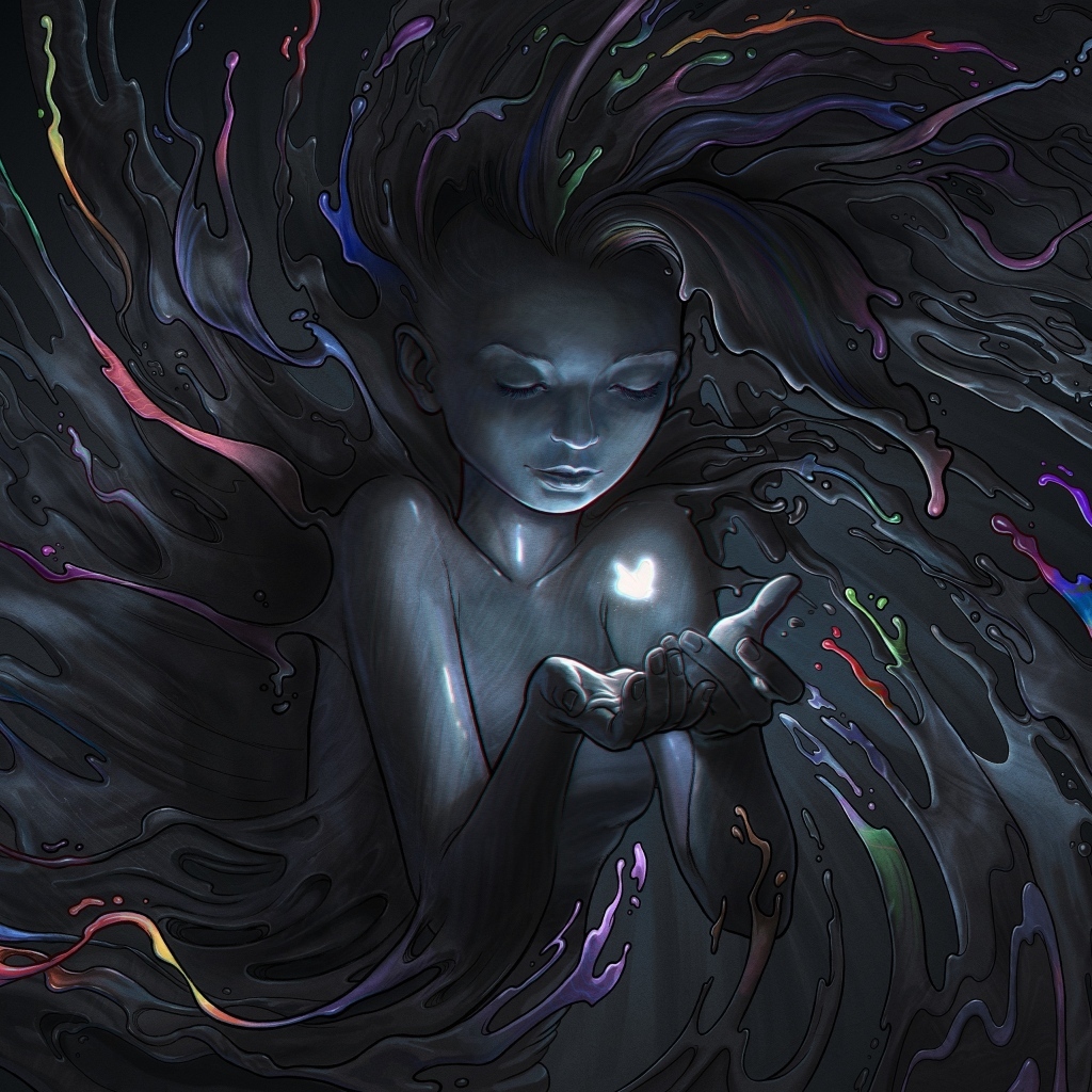 Фантастическая девушка в каплях краски