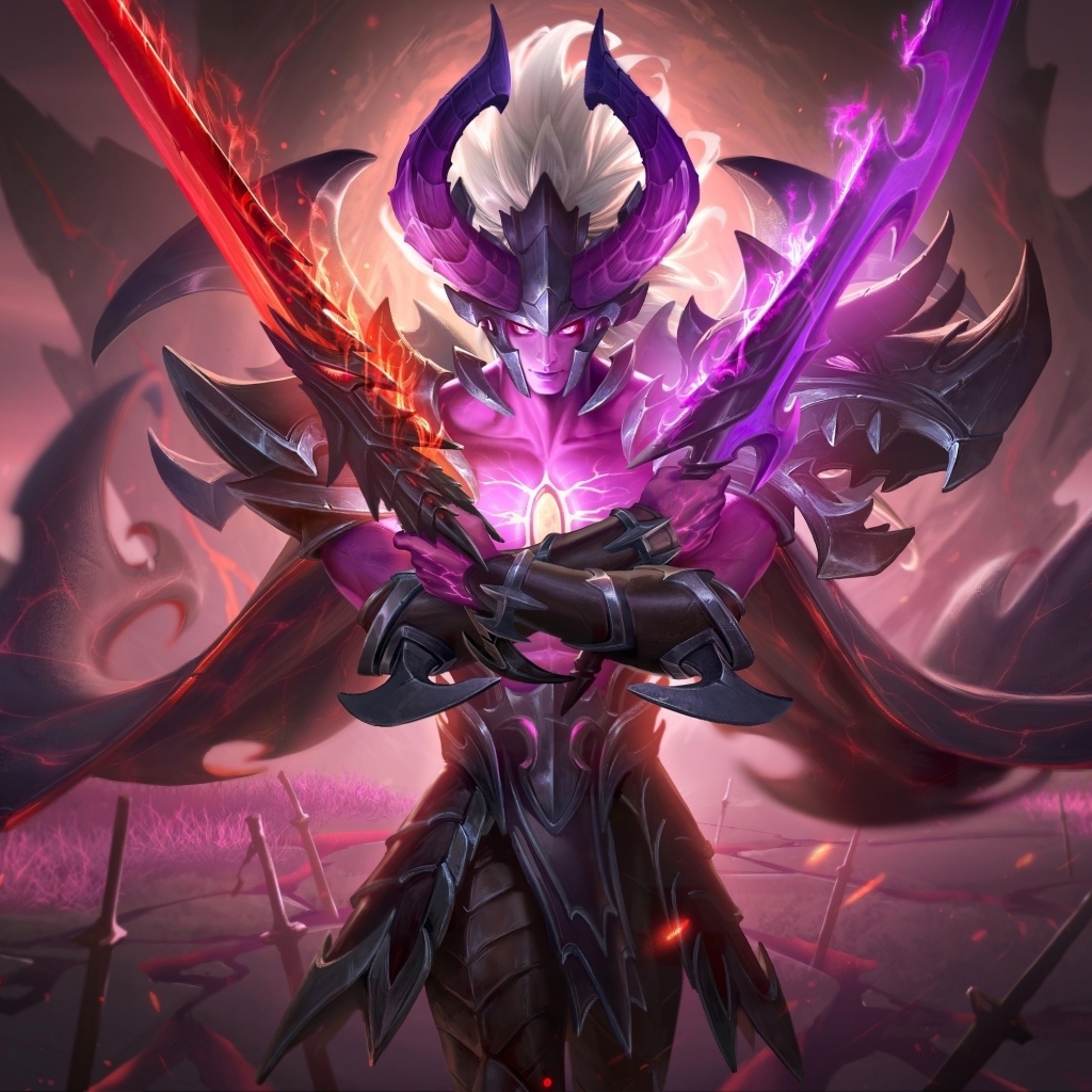 Фантастический воин с мечами