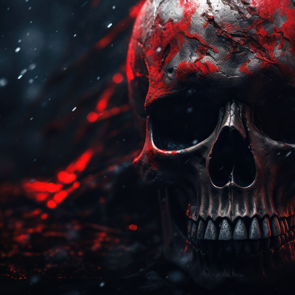 Стальной череп в красной краске