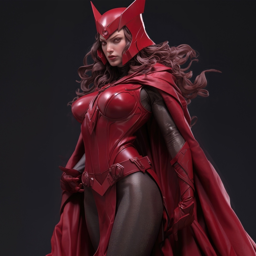 Девушка супергерой в красном костюме