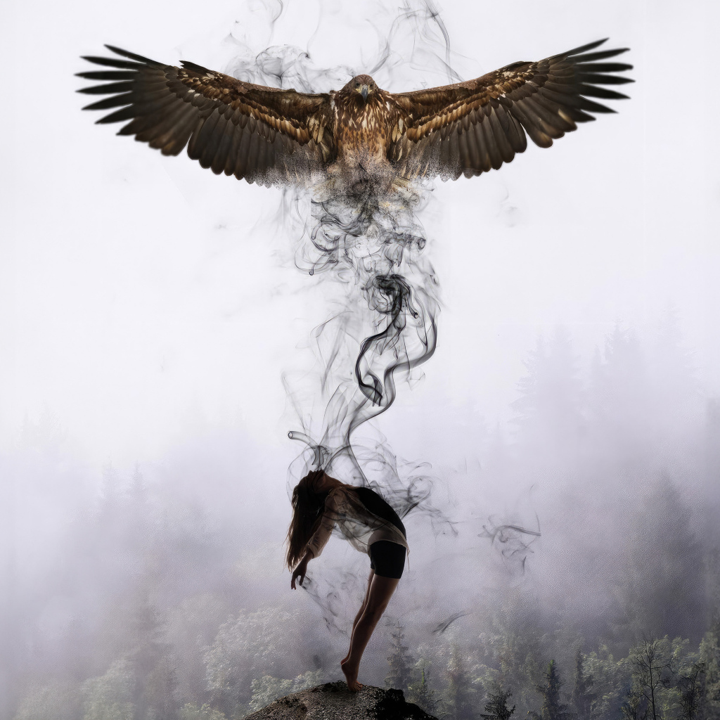 Душа вылетает птицей из девушки