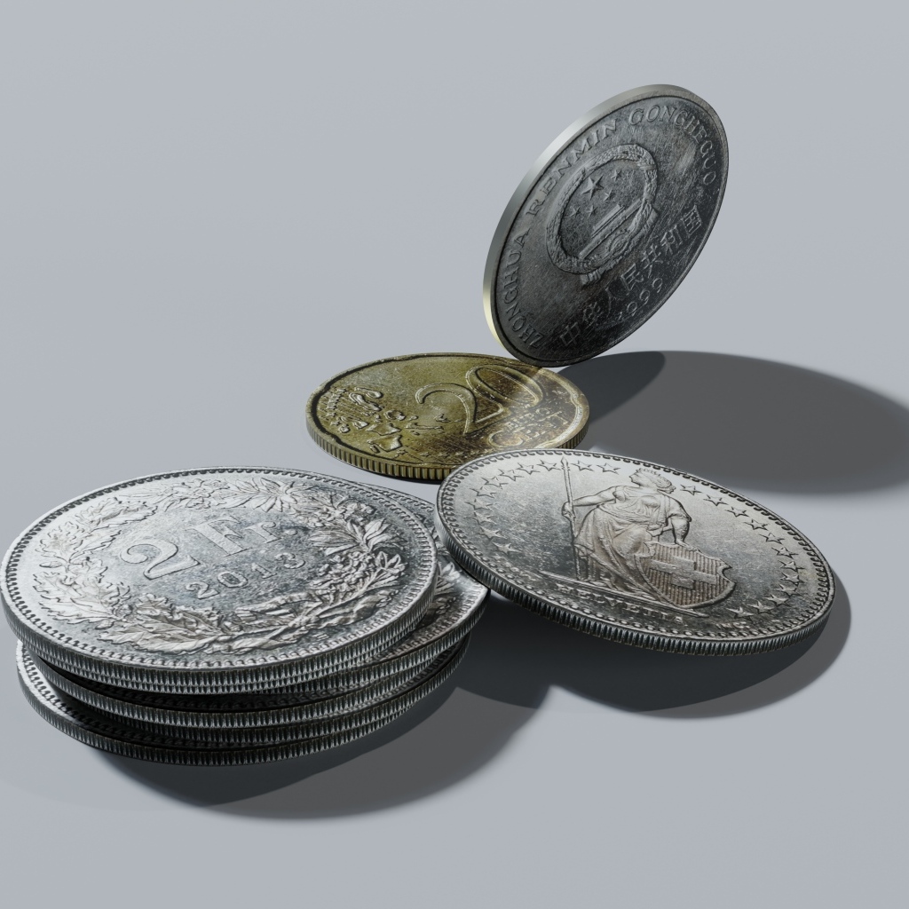 Монеты на сером фоне