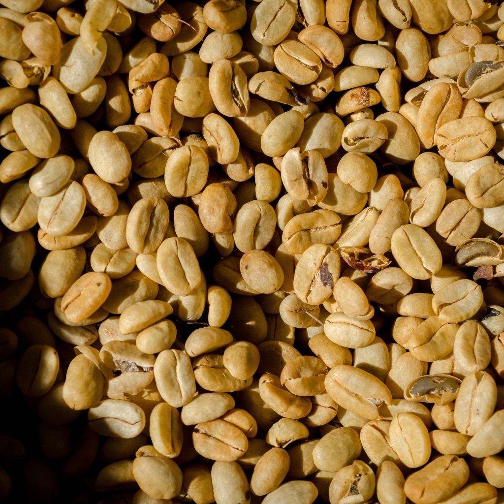 Зеленые ароматные зерна черного кофе