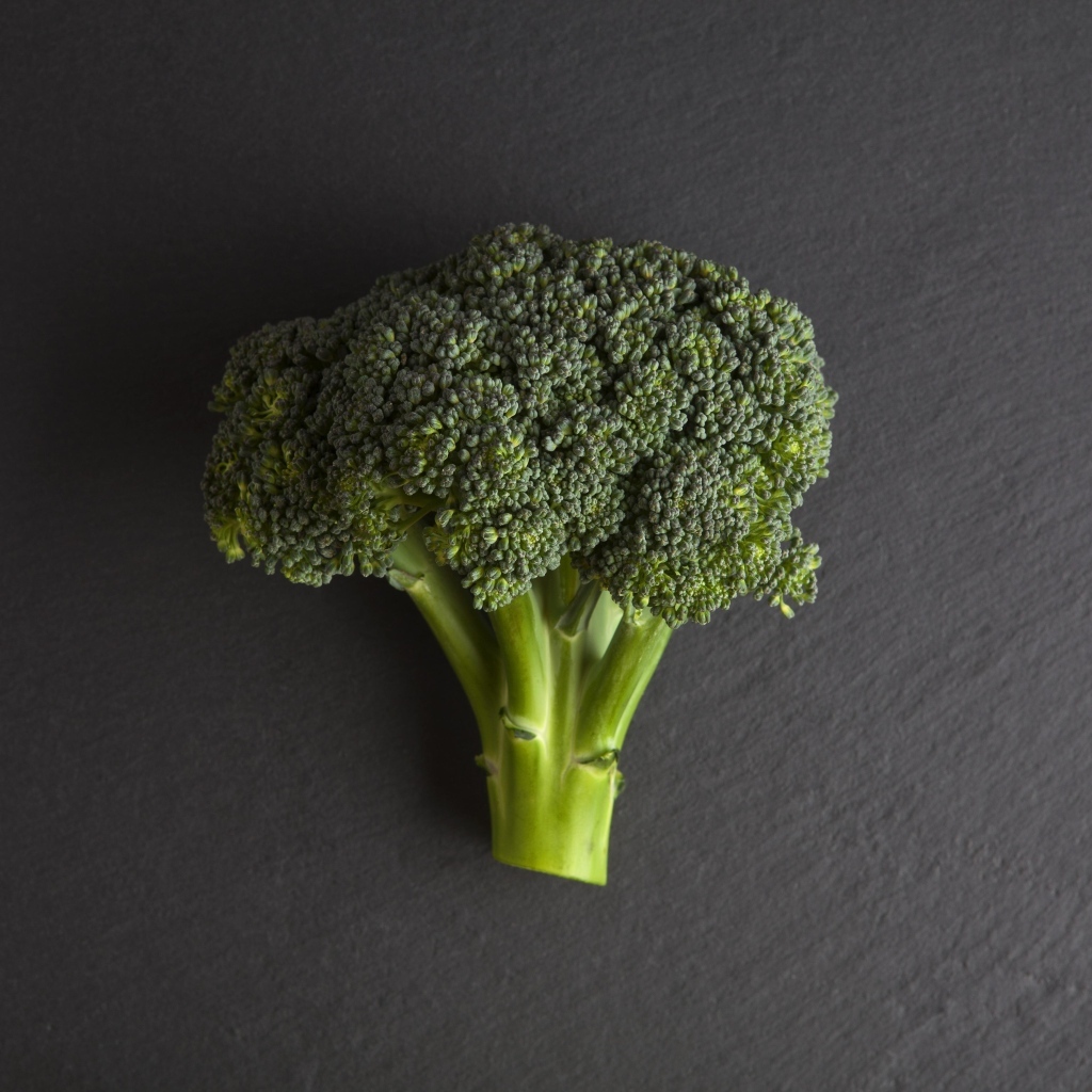 Зеленое брокколи на сером столе