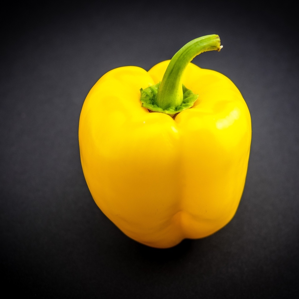 Большой желтый сладкий перец на сером фоне