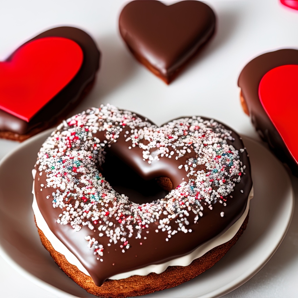 Красивое сладкое печенье в шоколаде в форме сердца