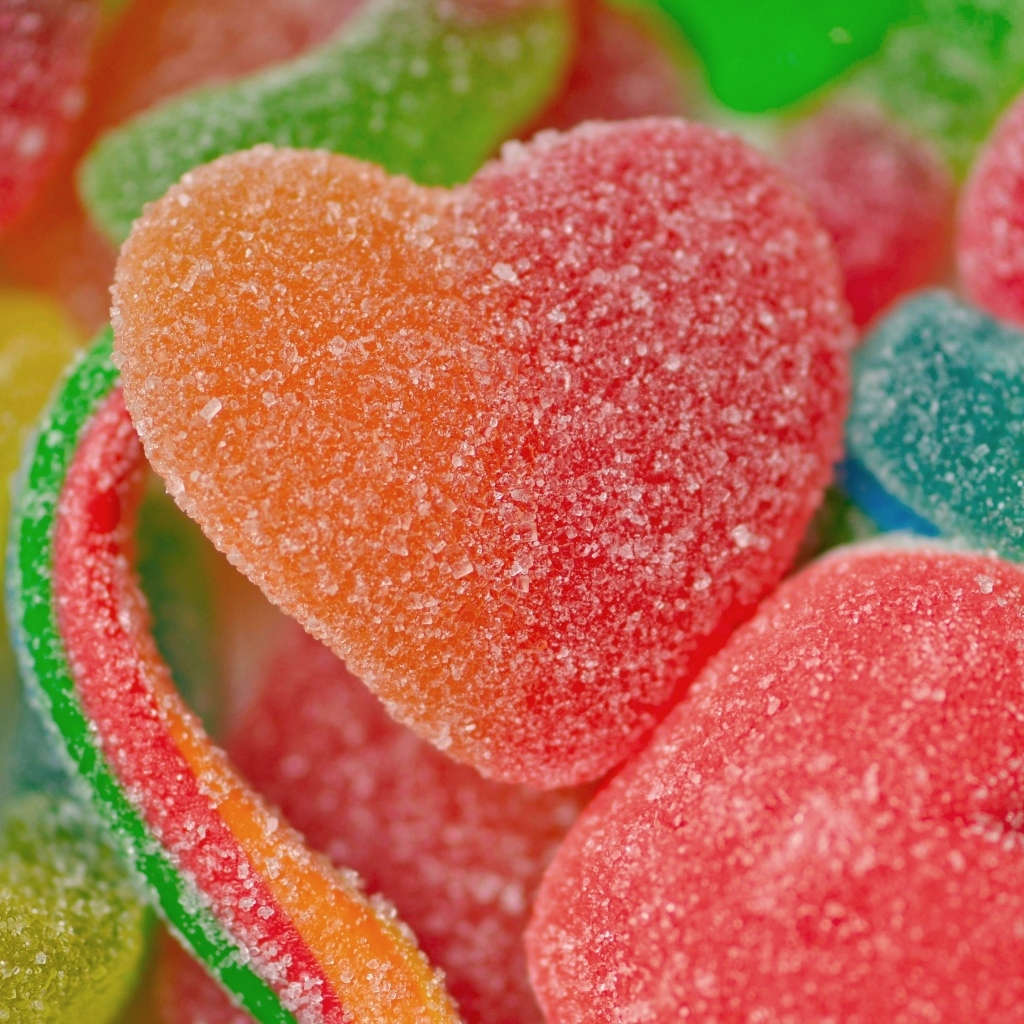 Мармелад в форме сердца в сахаре