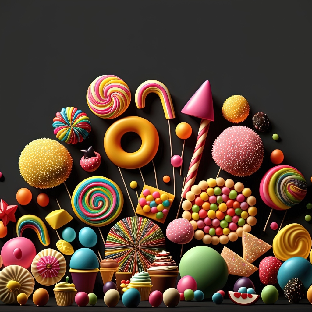 Разноцветные красивые конфеты на черном фоне