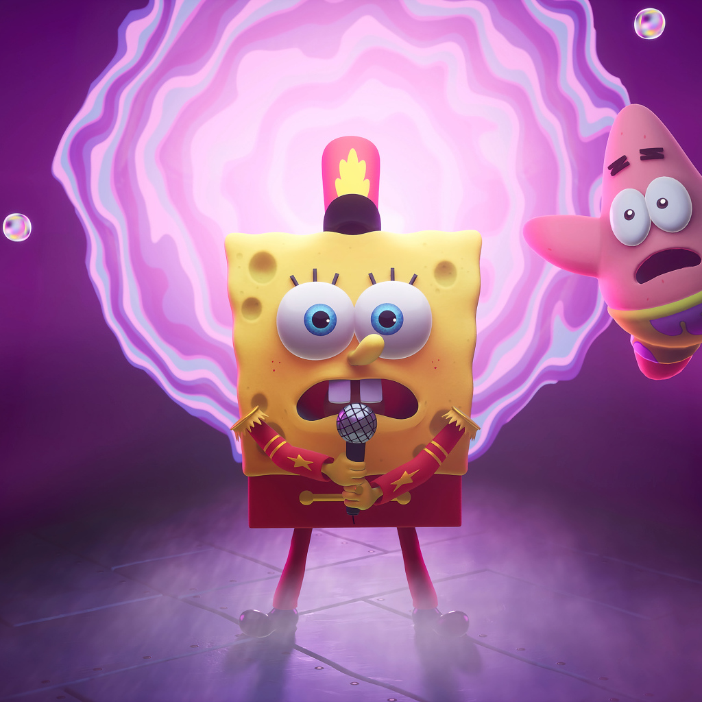 Спанч Боб с микрофоном, игра SpongeBob SquarePants: The Cosmic Shake