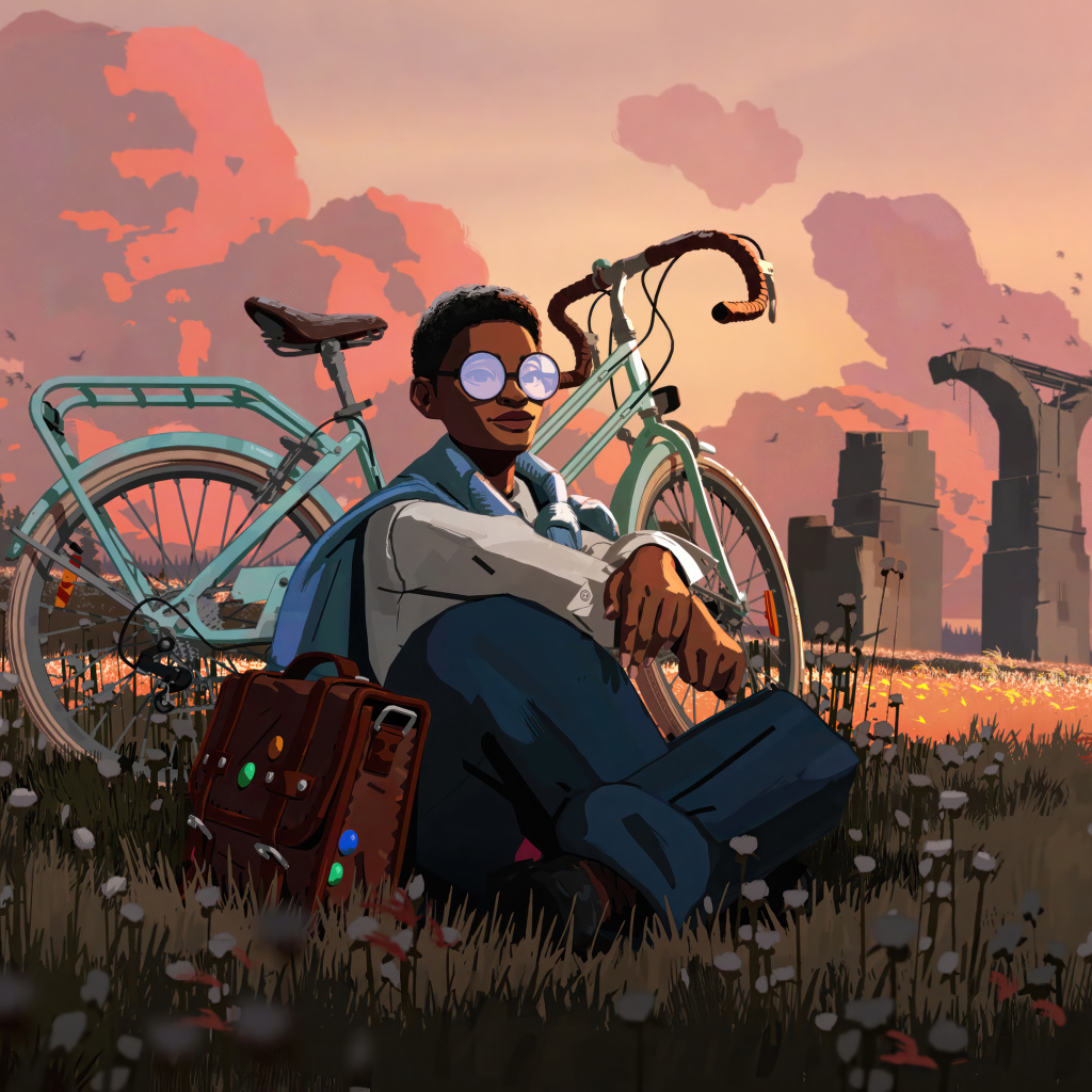 Персонаж игры Season: A Letter to the Future на природе