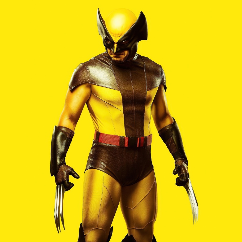 Росомаха персонаж компьютерной игры на желтом фоне