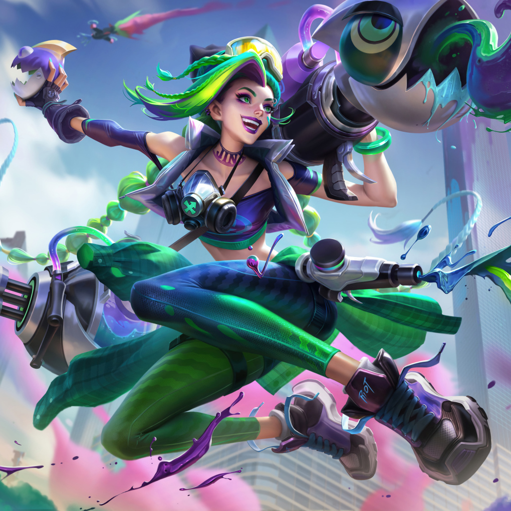 Девушка 3д стреляет красками