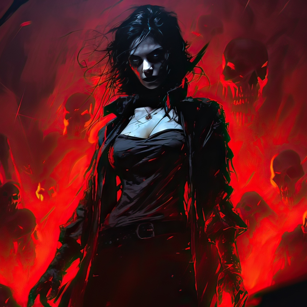 Девушка солдат сражается со скелетами