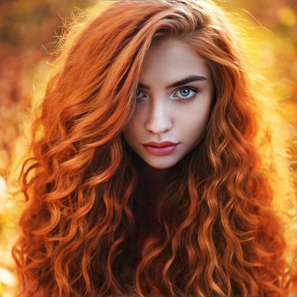 Ярка девушка с длинными рыжими волосами