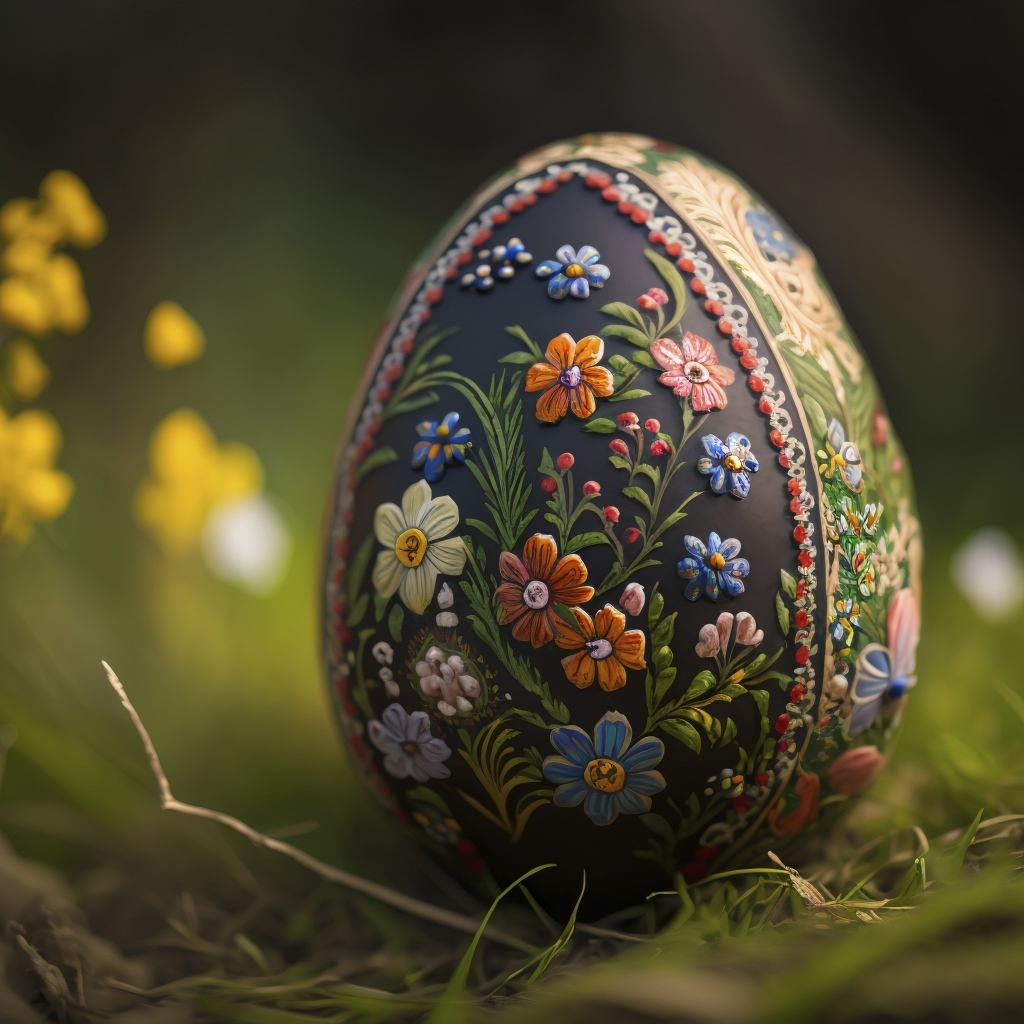 Красивое большое яйцо с рисунком на праздник Пасха