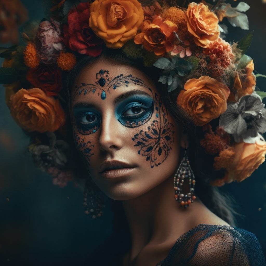 Девушка с красивым макияжем на Хэллоуин