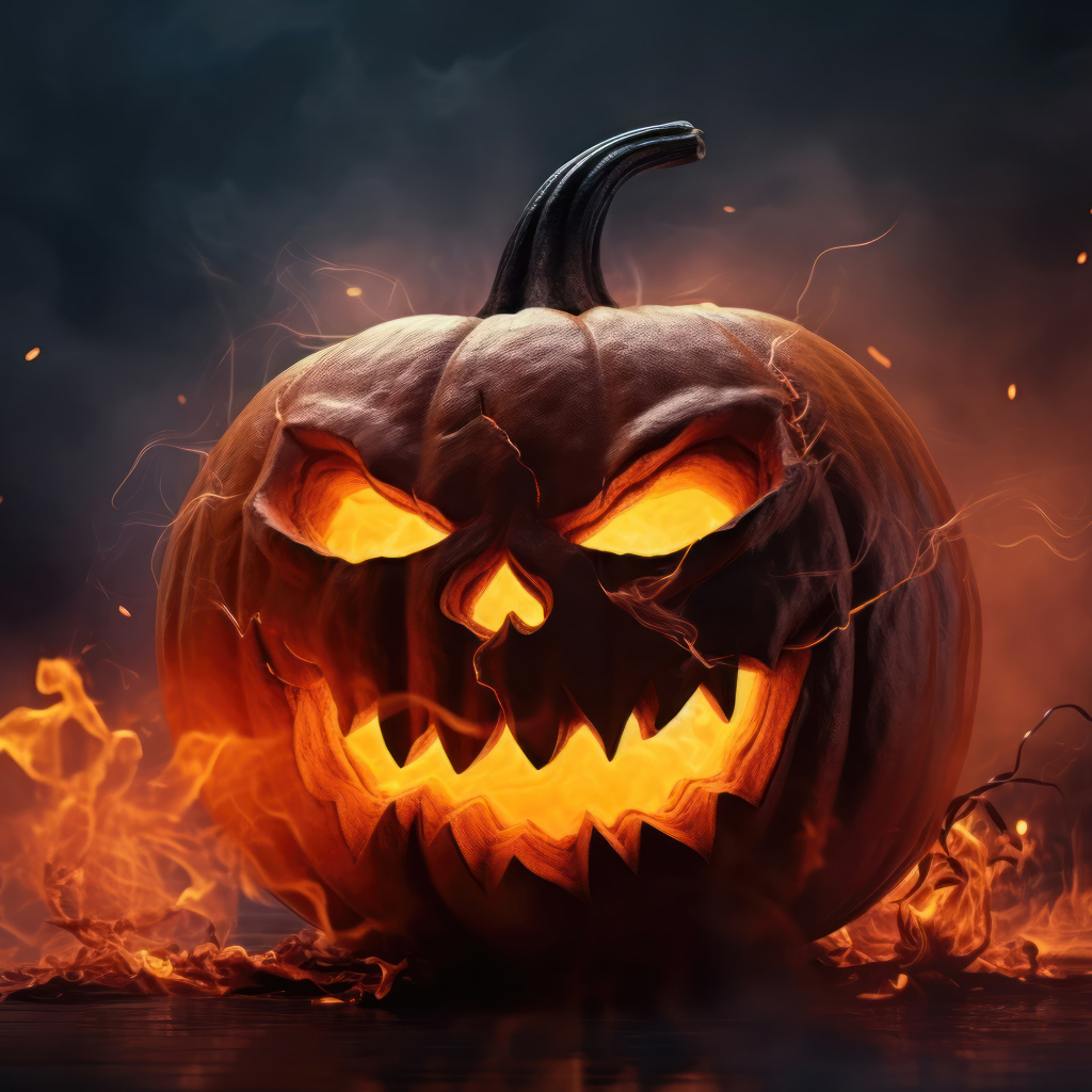 Страшная огненная тыква на Хэллоуин