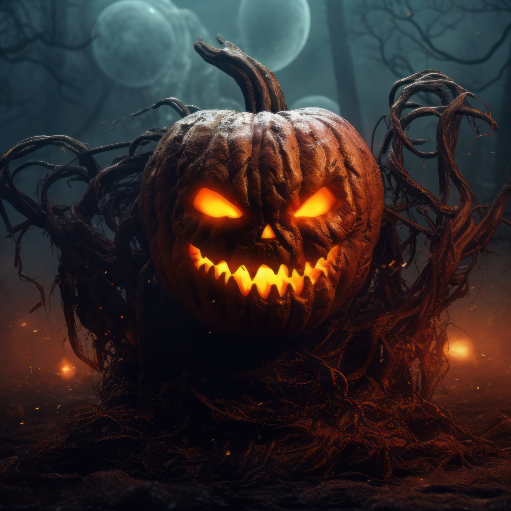 Зловещая улыбка светящейся тыквы