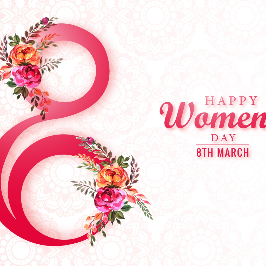 Красивая цифра 8 с цветами на международный женский день