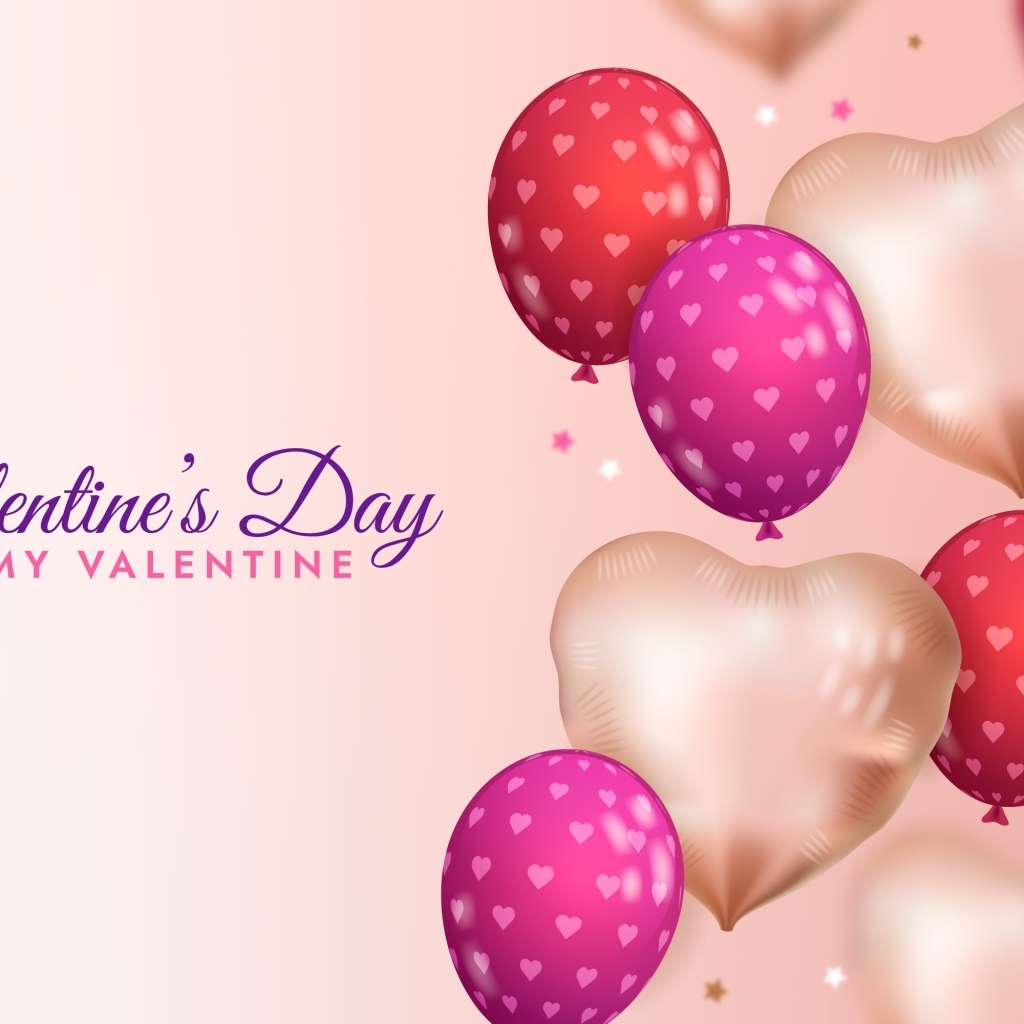 Много воздушных шариков на День Влюбленных