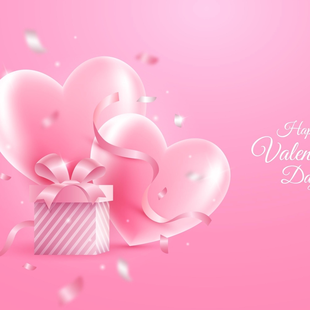 Розовая открытка на день Святого Валентина