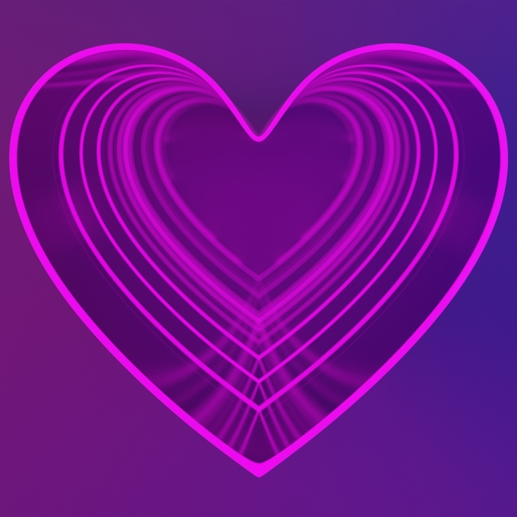 Розовое сердце на фиолетовом фоне