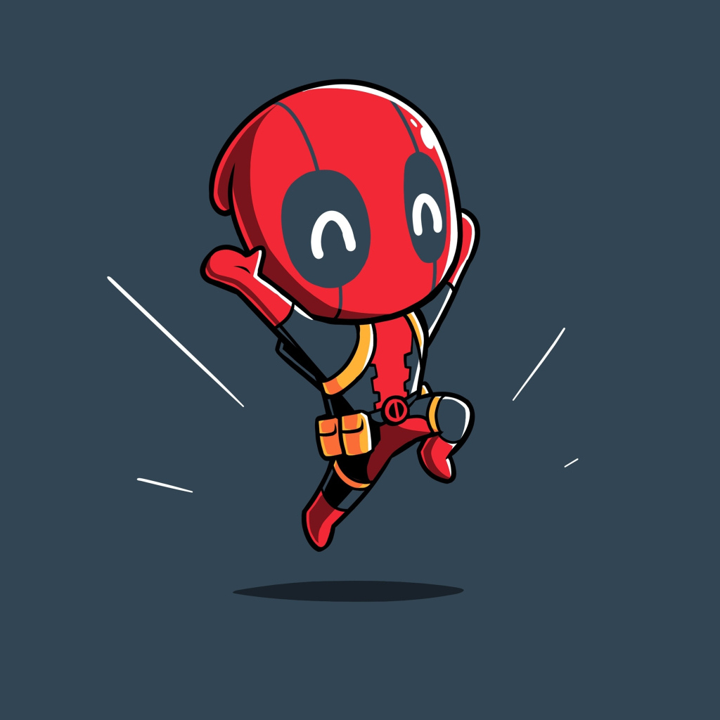 Нарисованный маленький Дэдпул на черном фоне