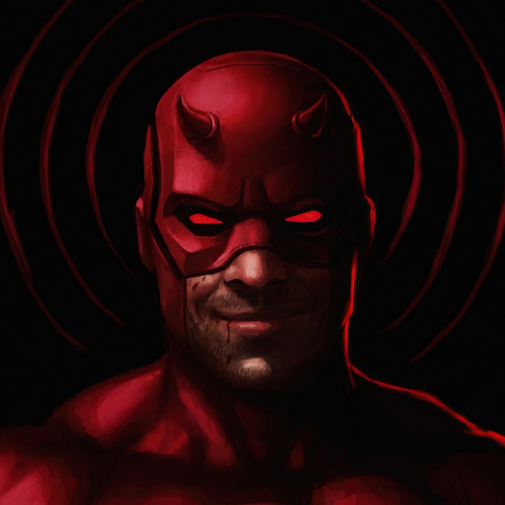 Фантастический персонаж Сорвиголова на черном фоне