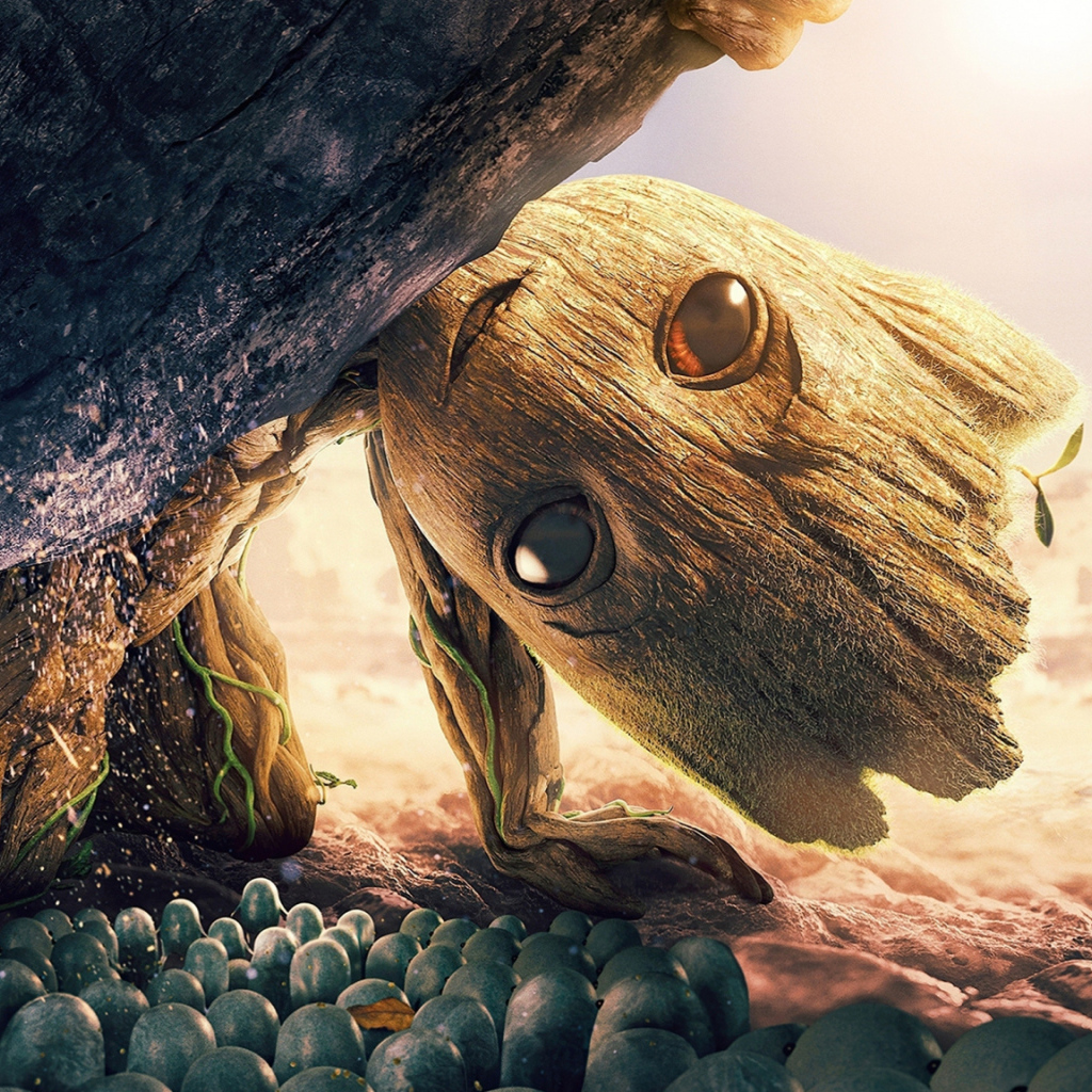 Маленький Грут у камня