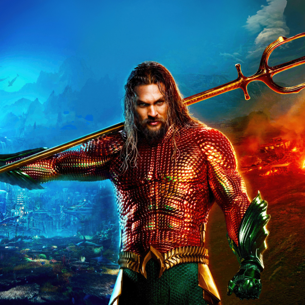 Суровый Аквамен с трезубцем