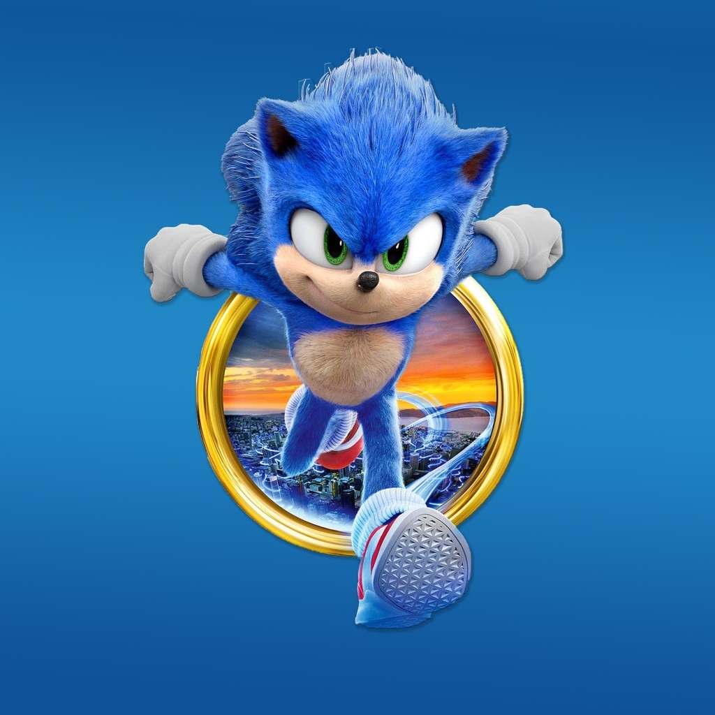 Постер персонажа Соник на голубом фоне