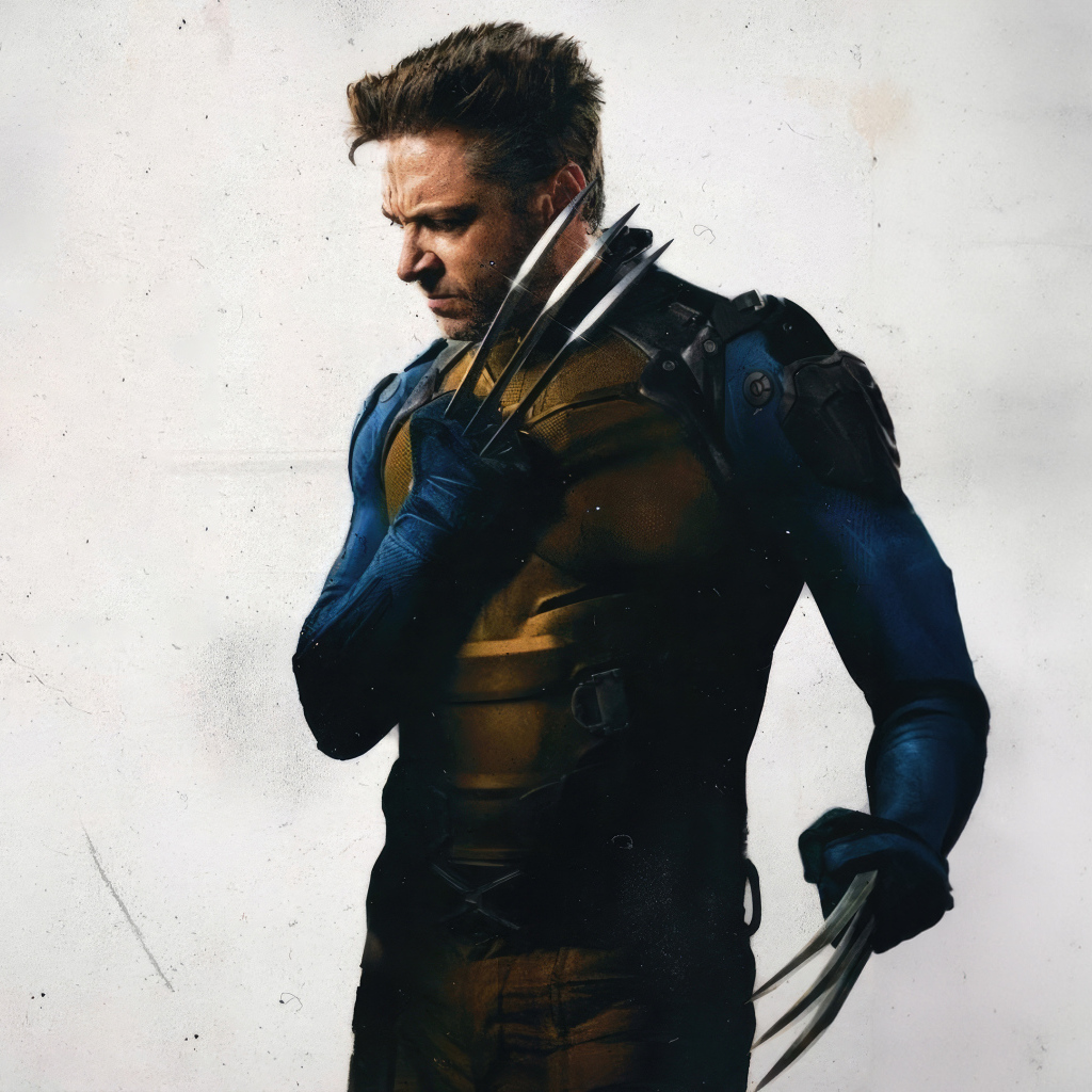 Супергерой Росомаха на сером фоне