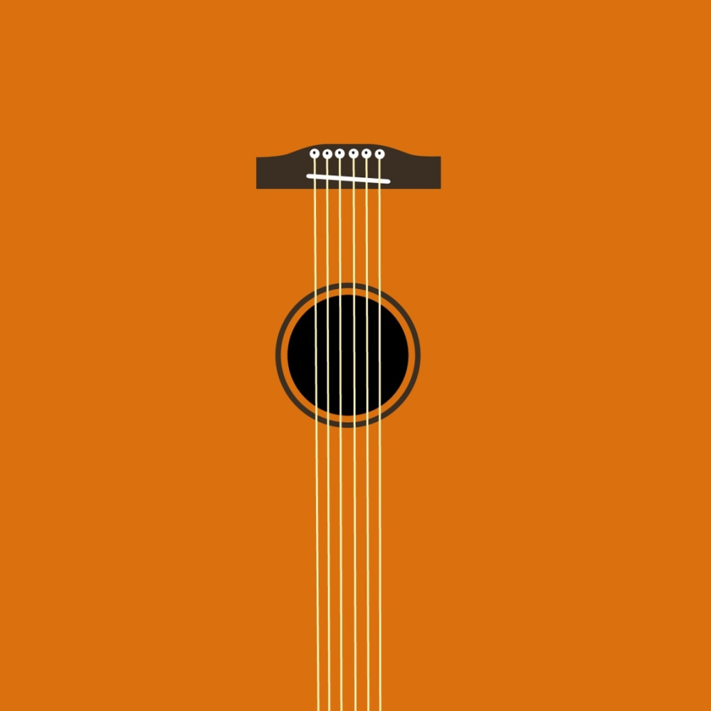 Струны гитары на оранжевом фоне