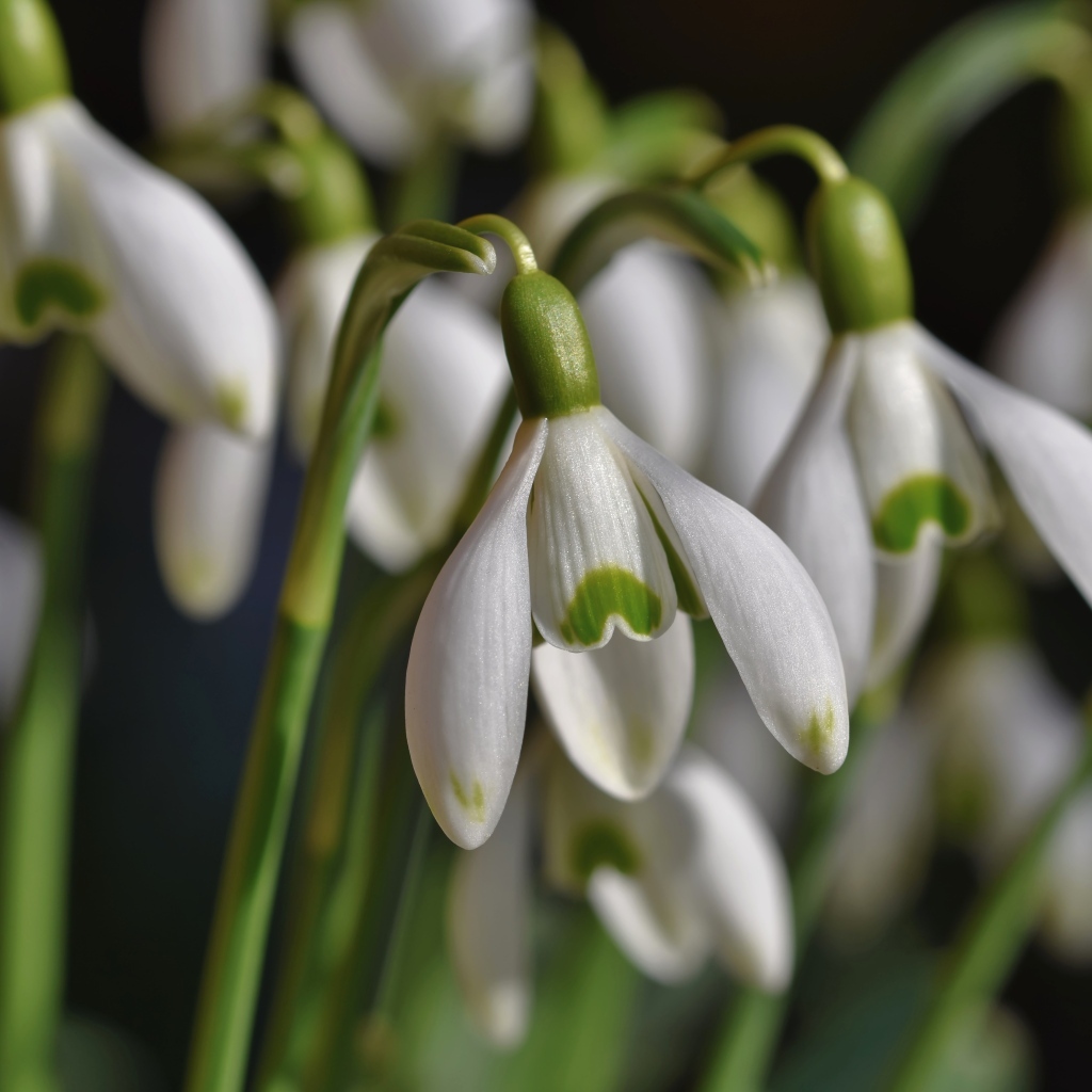 Красивые белые весенние цветы подснежники