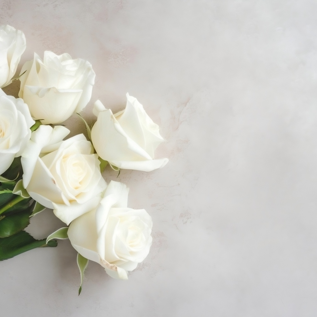 Букет белых роз на сером фоне