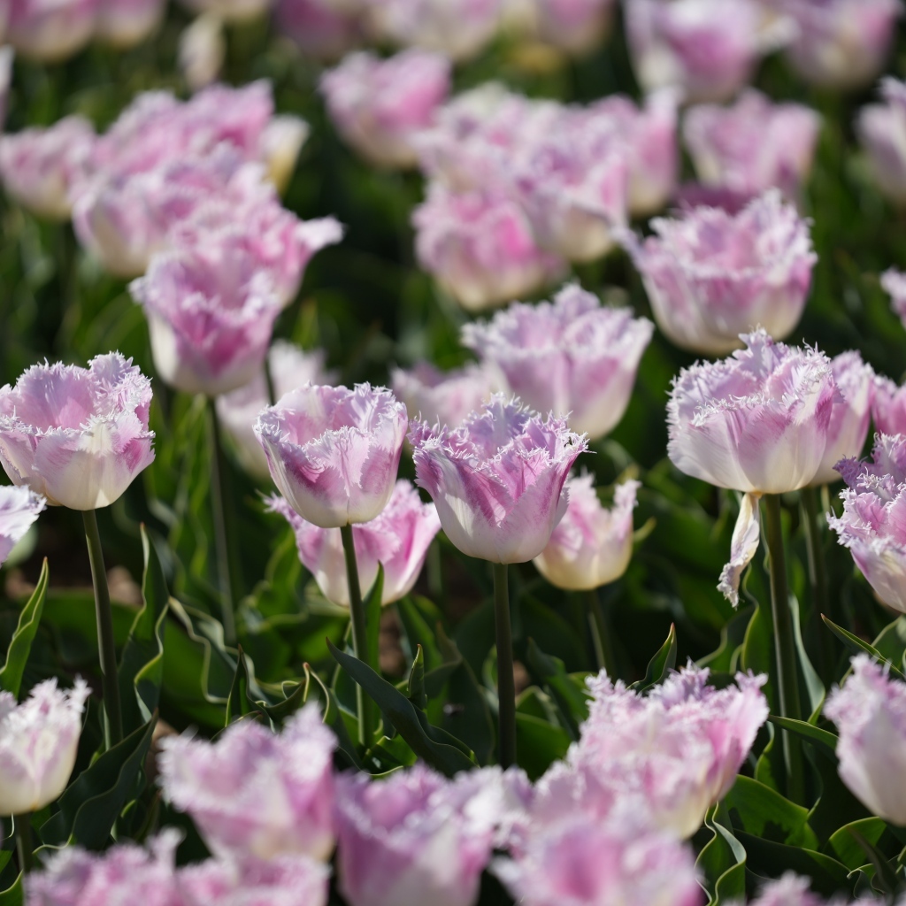 Яркие розовые тюльпаны на поле весной