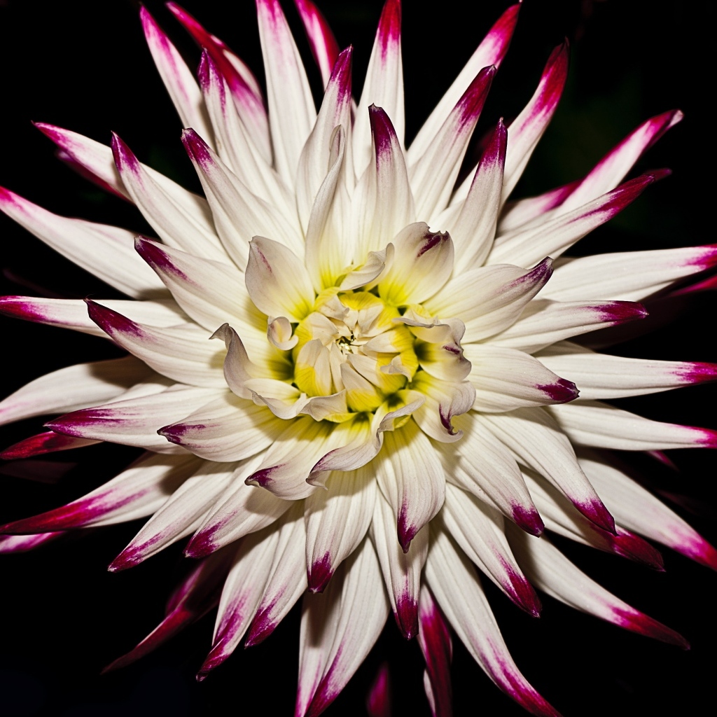 Крупный цветок георгина на черном фоне