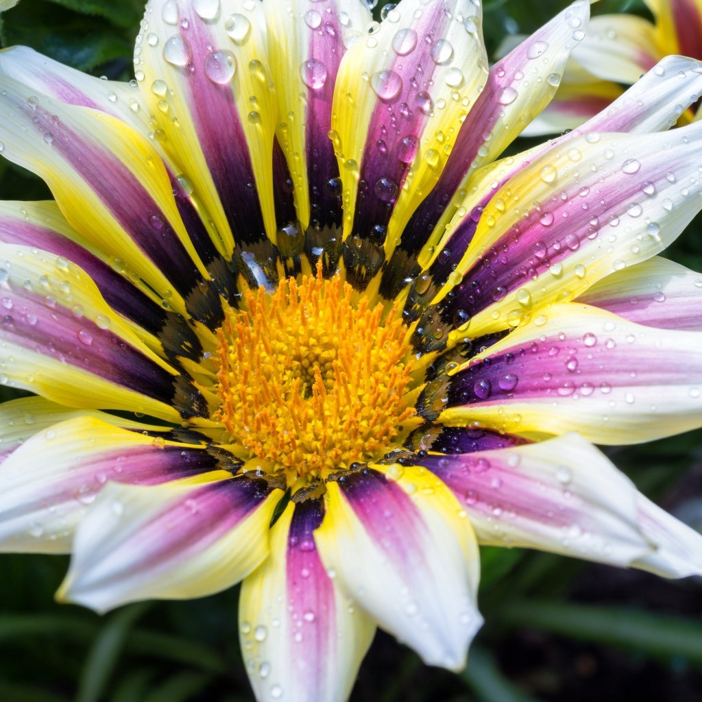 Большой цветок газания с каплями на лепестках