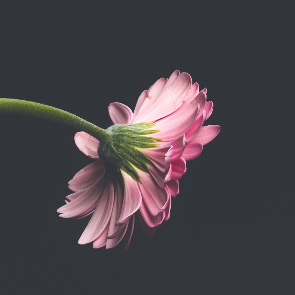 Розовый цветок герберы на сером фоне