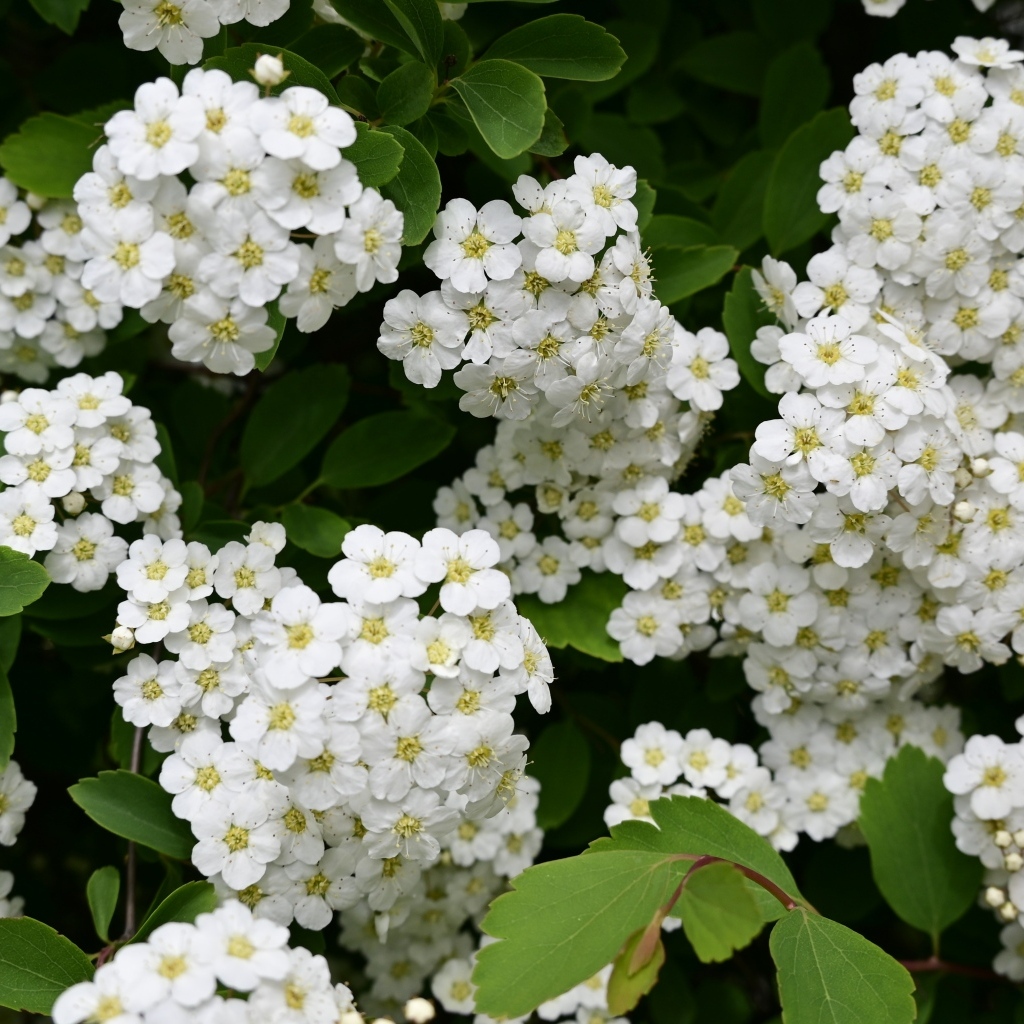 Белые цветы рябины крупным планом