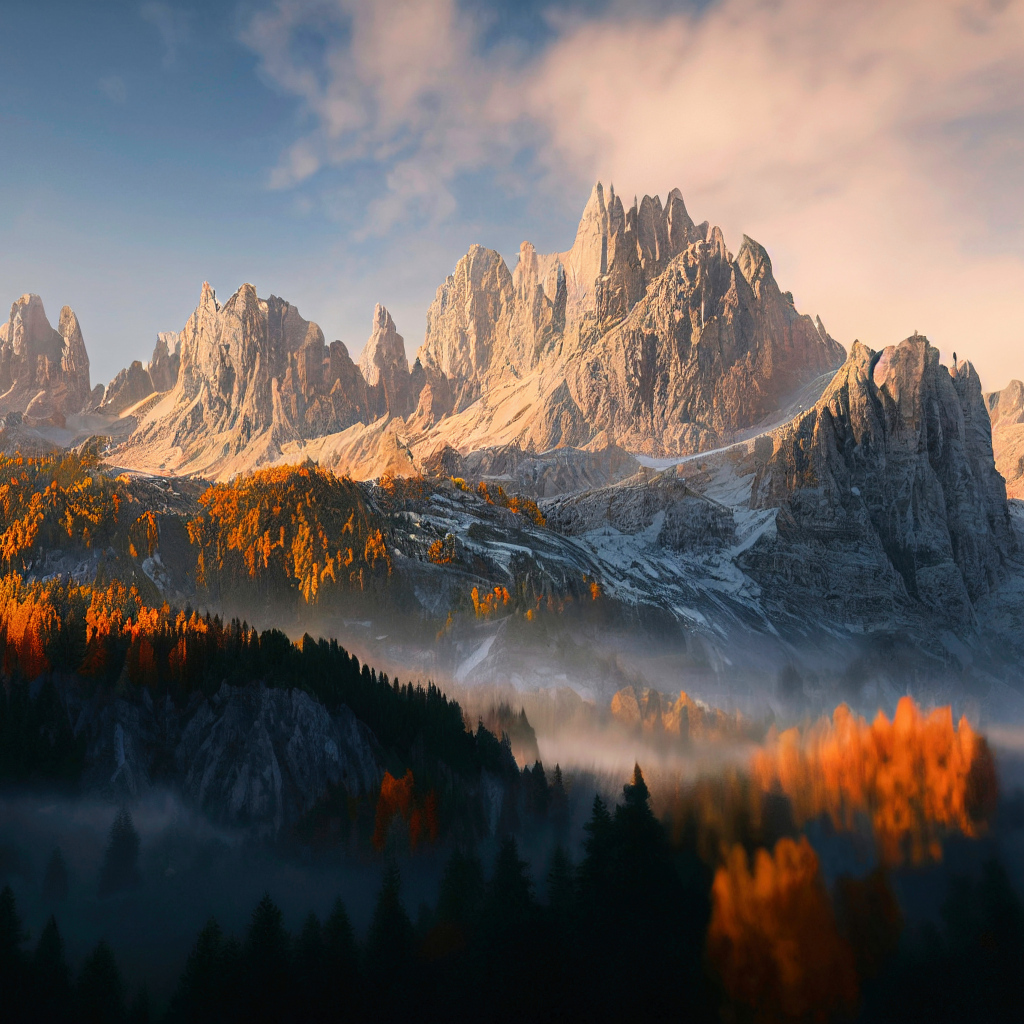 Красивый горный пейзаж в лучах солнца