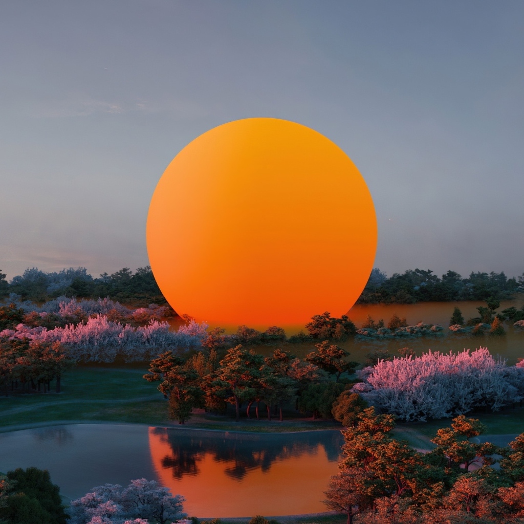 Оранжевое солнце на природе