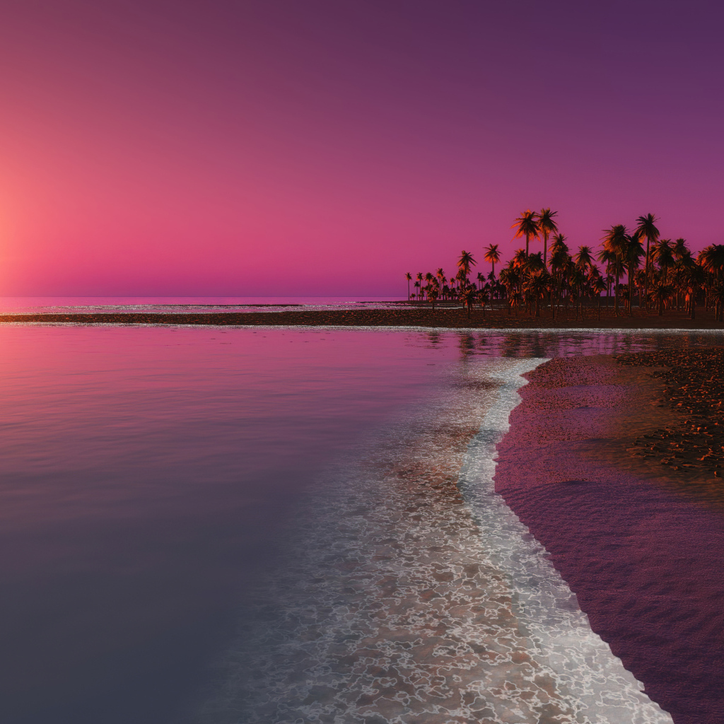 Тихий розовый вечер над морем