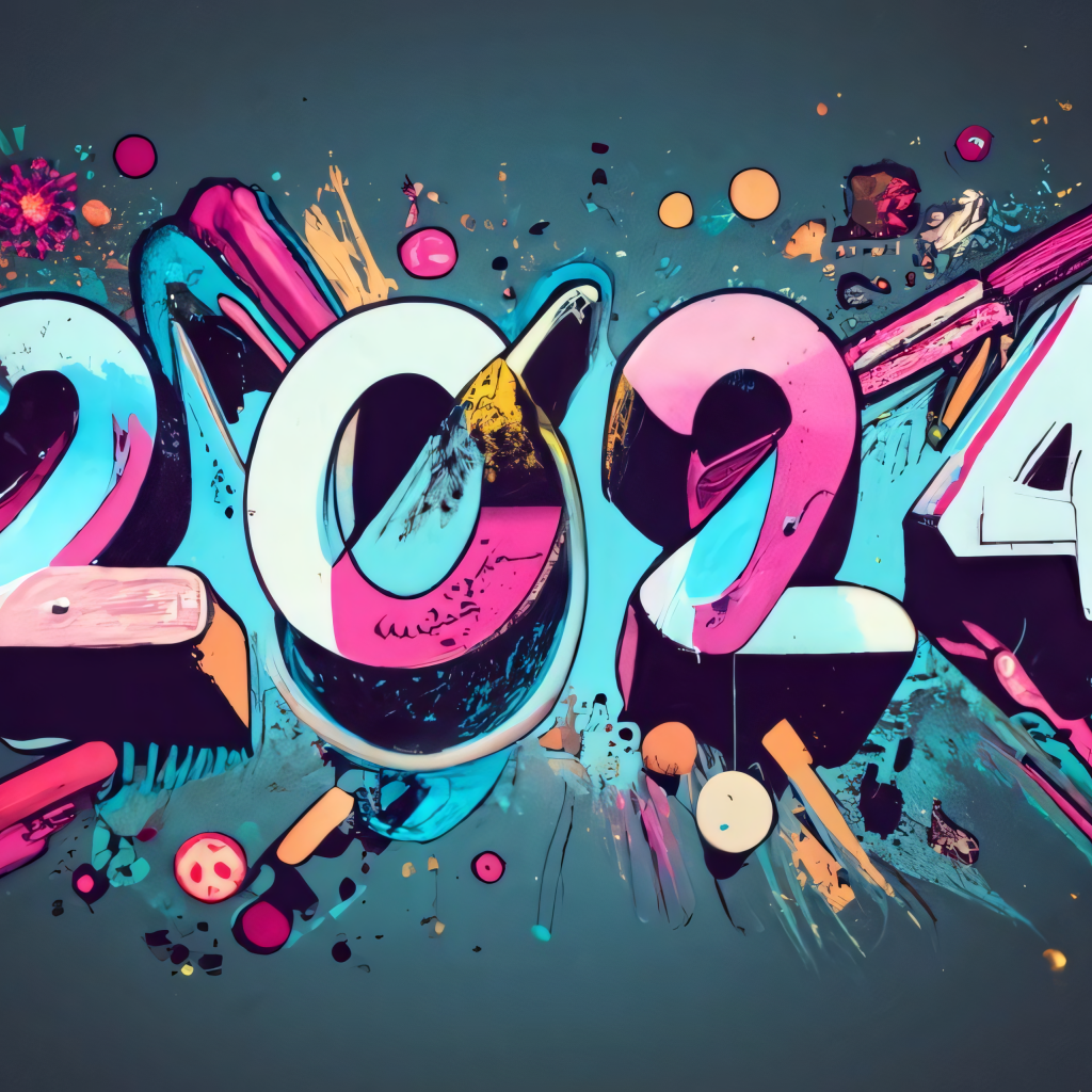 Арт рисунок на новый год 2024 на сером фоне