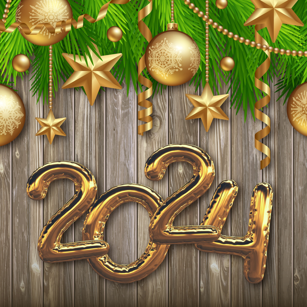 Красивый новогодний декор и цифры на новый год 2024