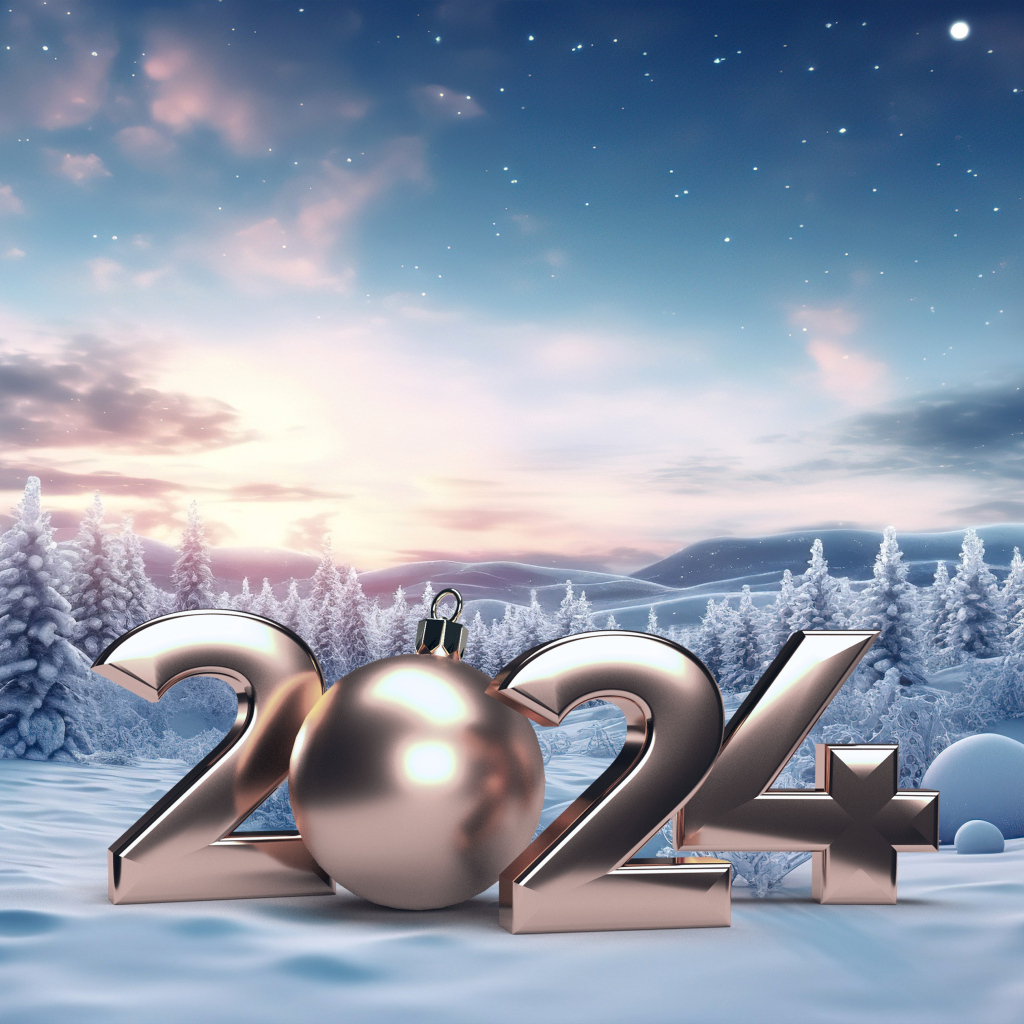 Красивый зимний пейзаж на новый год 2024