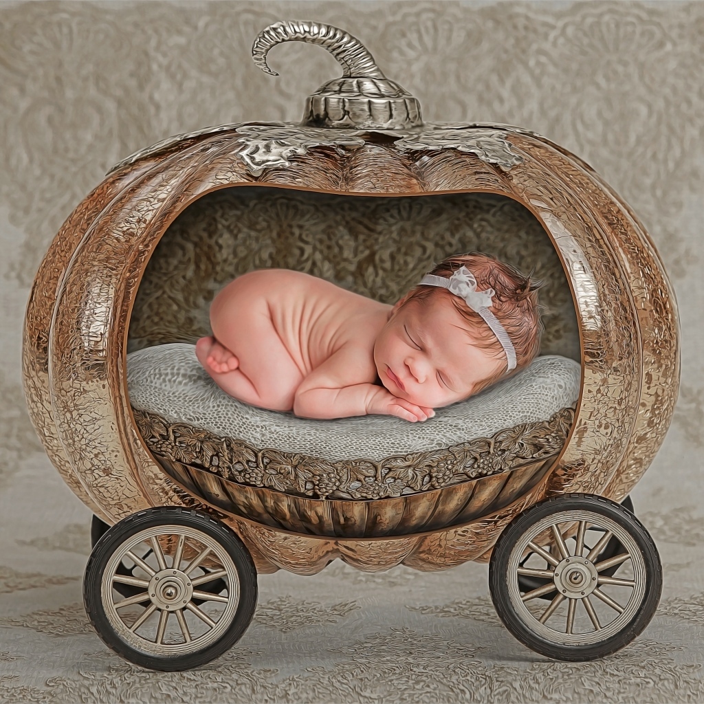 Спящий ребенок в игрушечной карете