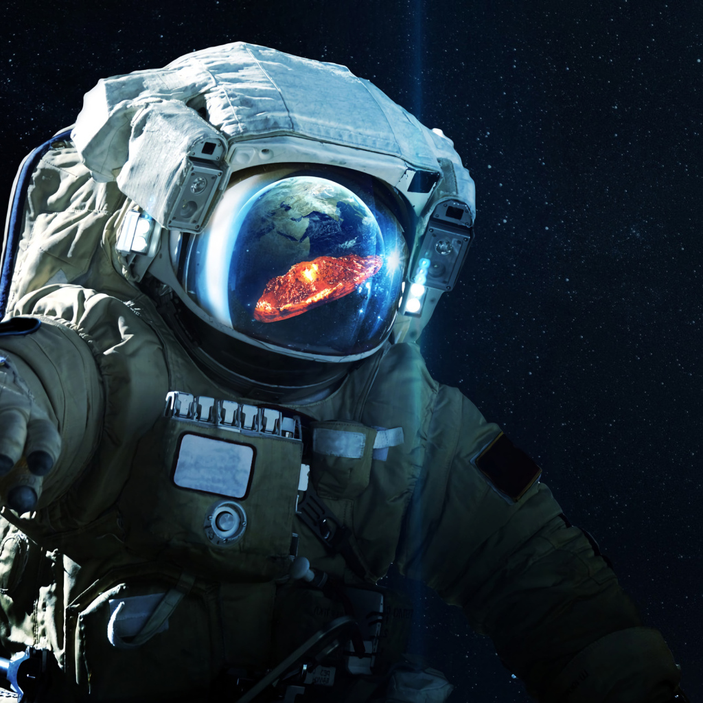 Астронавт смотрит в космосе на вспышку